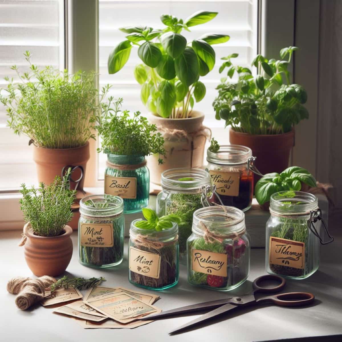 Indoor Mason Jar Herb Garden